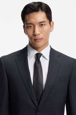 Italian-made tie in silk jacquard, Black
