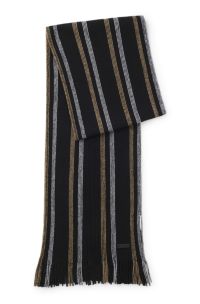 Raschel-knit scarf in virgin wool, Black