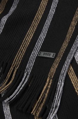 Raschel-knit scarf in virgin wool, Black