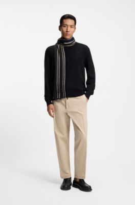 Raschel-knit scarf in virgin wool, Black