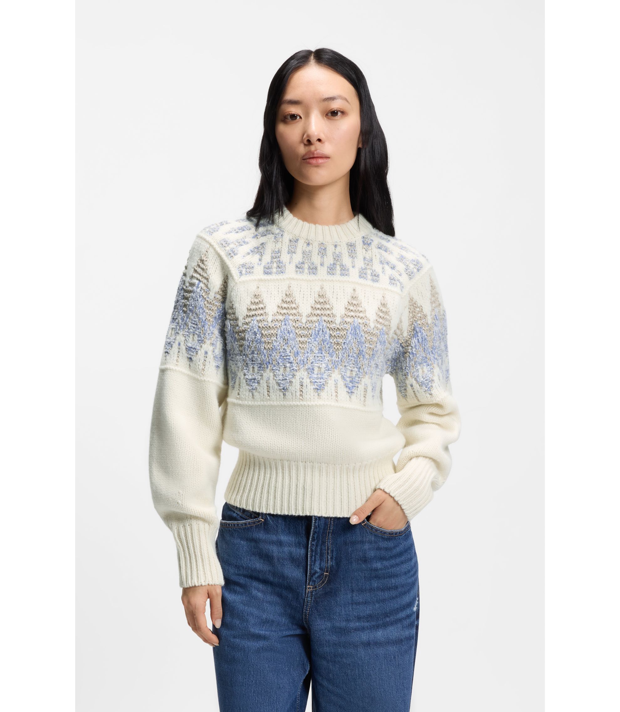 Pullover aus Woll-Mix mit geometrischem Jacquard-Artwork