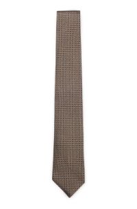 Italian-made tie in silk jacquard, Brown