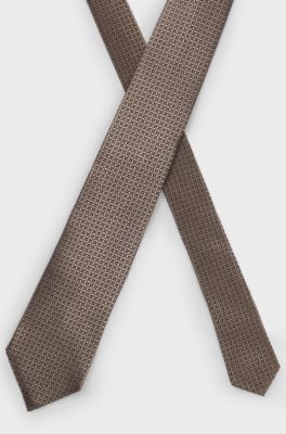 Italian-made tie in silk jacquard, Brown