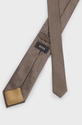 Italian-made tie in silk jacquard, Brown