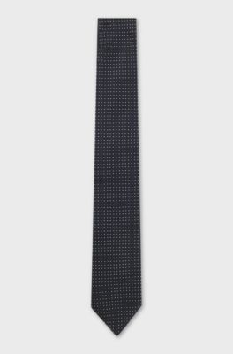 Italian-made tie in silk jacquard, Dark Blue