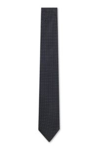 Italian-made tie in silk jacquard, Dark Blue