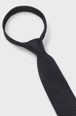 Italian-made tie in silk jacquard, Dark Blue