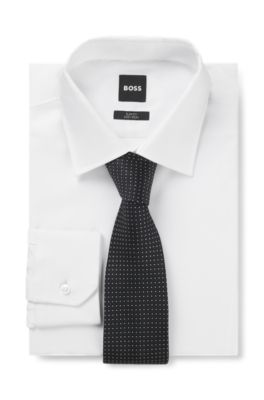 Italian-made tie in silk jacquard, Dark Blue