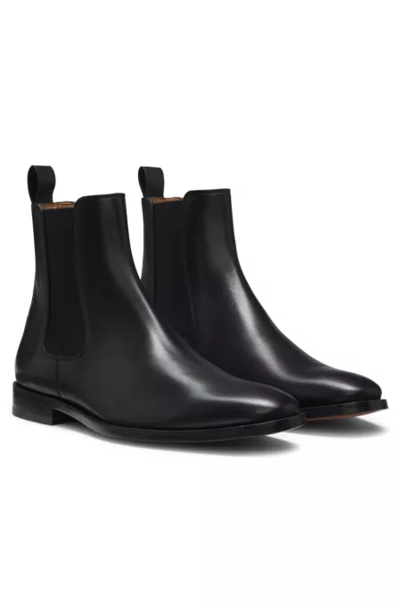 Beckham x BOSS Leather Chelsea boots with elasticated panels