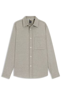 Relaxed-fit overshirt in double-faced cotton, Light Brown