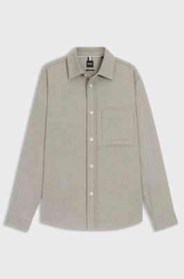 Relaxed-fit overshirt in double-faced cotton, Light Brown