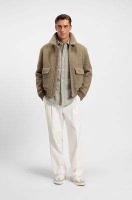 Relaxed-fit overshirt in double-faced cotton, Light Brown