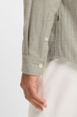 Relaxed-fit overshirt in double-faced cotton, Light Brown