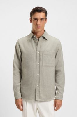 Relaxed-fit overshirt in double-faced cotton, Light Brown
