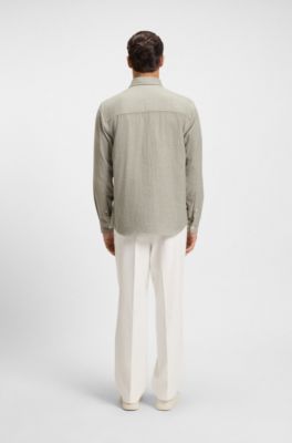 Relaxed-fit overshirt in double-faced cotton, Light Brown