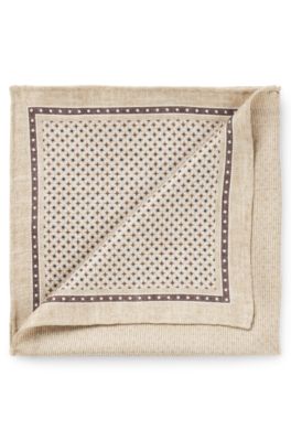 Pochette in seta stampata realizzata in Italia, Beige chiaro