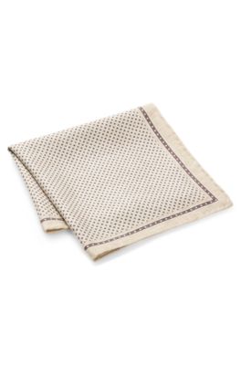 Pochette in seta stampata realizzata in Italia, Beige chiaro