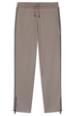 Relaxed-fit tracksuit bottoms with logo tape, Light Brown