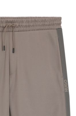 Relaxed-fit tracksuit bottoms with logo tape, Light Brown