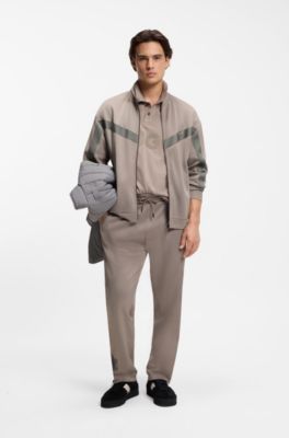 Relaxed-fit tracksuit bottoms with logo tape, Light Brown