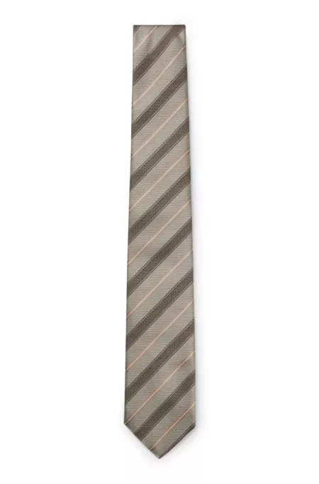 Diagonal-striped tie in silk jacquard