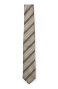 Diagonal-striped tie in silk jacquard, Light Beige