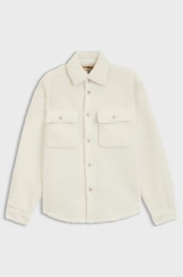 BOSS x Steiff relaxed-fit overshirt in teddy fabric, White