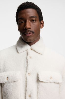 BOSS x Steiff relaxed-fit overshirt in teddy fabric, White