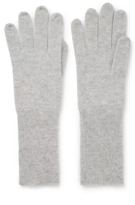 Cashmere gloves with metallic logo trim