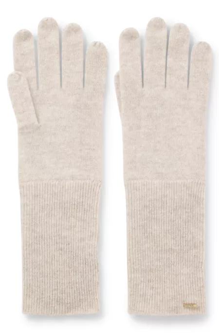 Cashmere gloves with metallic logo trim