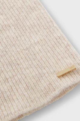 Guanti in cashmere con dettaglio con logo in metallo, Beige chiaro