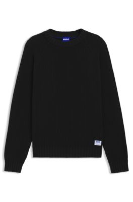Rib-knit sweater in cotton, Black