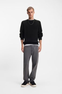 Relaxed-fit cotton sweater with raglan sleeves, Black