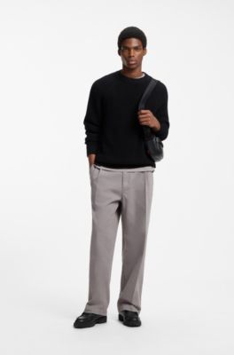 Relaxed-fit cotton sweater with raglan sleeves, Black