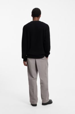 Relaxed-fit cotton sweater with raglan sleeves, Black
