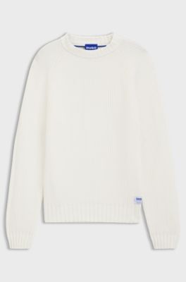 Rib-knit sweater in cotton, Natural