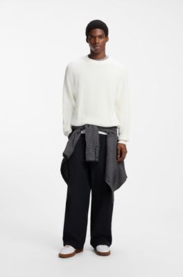 Relaxed-fit cotton sweater with raglan sleeves, Natural