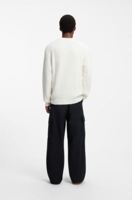 Relaxed-fit cotton sweater with raglan sleeves, Natural