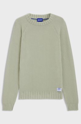 Relaxed-fit cotton sweater with raglan sleeves, Light Green