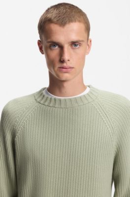 Relaxed-fit cotton sweater with raglan sleeves, Light Green