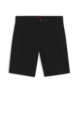Regular-fit shorts in mercerised stretch cotton, Black