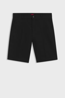 Regular-fit shorts in mercerised stretch cotton, Black