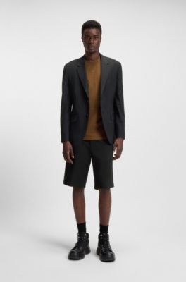 Regular-fit shorts in mercerised stretch cotton, Black