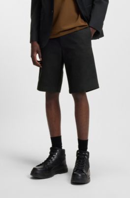 Regular-fit shorts in mercerised stretch cotton, Black