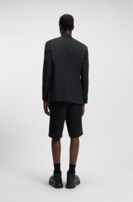 Regular-fit shorts in mercerised stretch cotton, Black