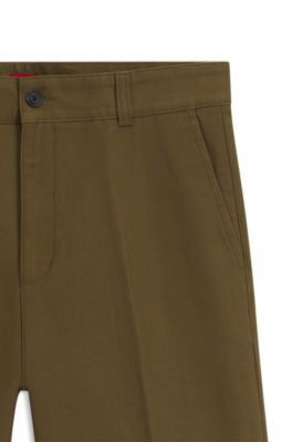 Regular-fit shorts in mercerised stretch cotton, Olive