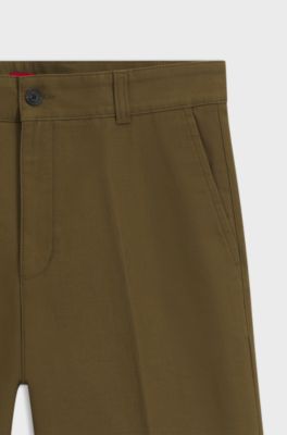 Regular-fit shorts in mercerised stretch cotton, Olive