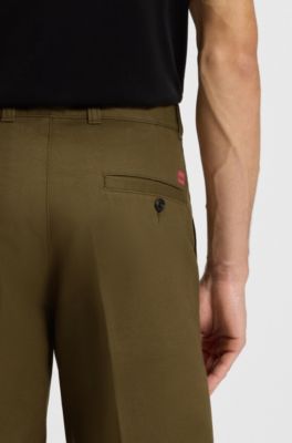 Regular-fit shorts in mercerised stretch cotton, Olive