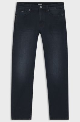 Delaware slim-fit jeans in blue knitted denim, Dark Blue