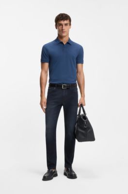 Delaware slim-fit jeans in blue knitted denim, Dark Blue